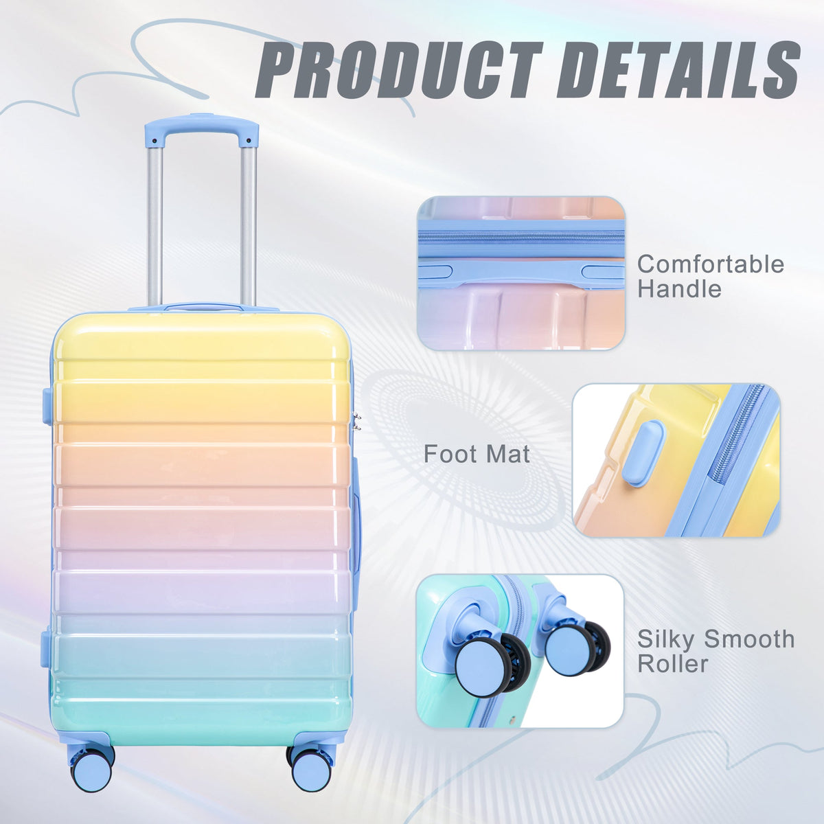 3-Piece PC Spinner Wheel Luggage Set pastel gradient hard case suitcases by HouseOfZazla on Tampa Home & Garden Store