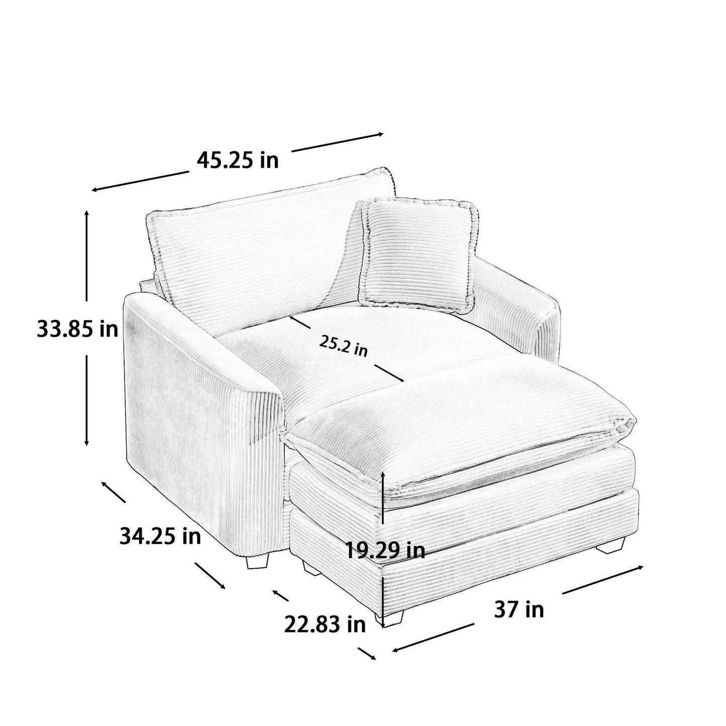 Classic Modern Comfortable Chair With Footstool