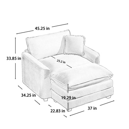 Classic Modern Comfortable Chair With Footstool