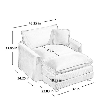 Classic Modern Deep Seat Chair and Footstool Set