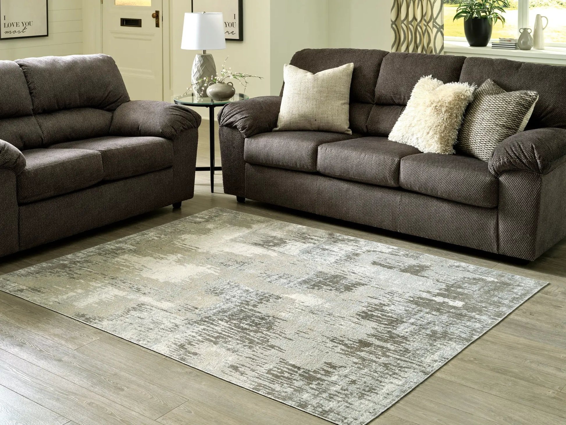 Arriston washable rug in neutral beige-gray tones from Unique Piece Furniture on Tampa Home & Garden Store