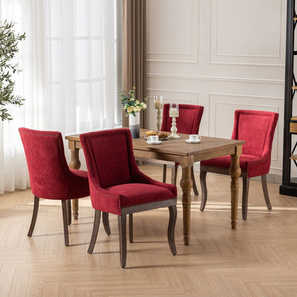 Ultra Side Dining Chair Set with solid wood legs in red velvet, set of 4 by HouseOfZazla on Tampa Home & Garden Store