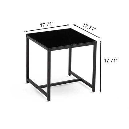Coffee table square black finish with metal frame, 17.71in square and 17.71in tall on Tampa Home & Garden Store