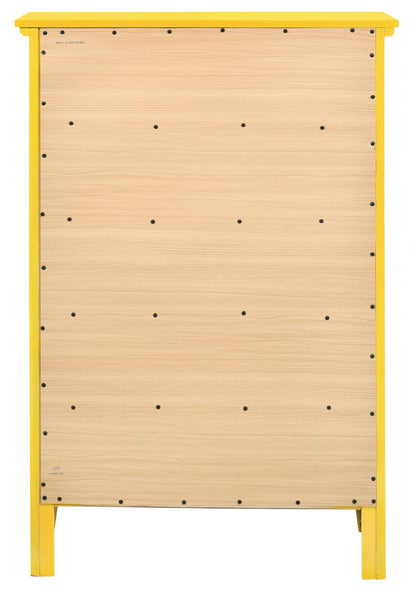 Accent chest with yellow frame and real wood veneer panels on Tampa Home & Garden Store