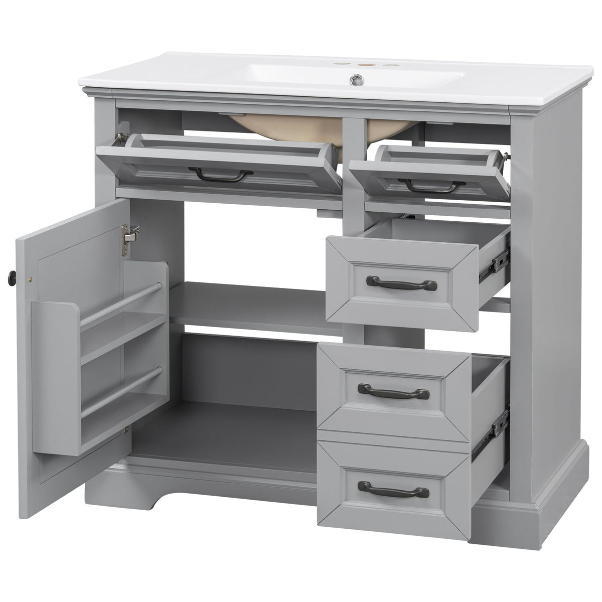 36in bathroom vanity with sink in dark gray, soft-close drawers by HouseOfZazla on Tampa Home & Garden Store