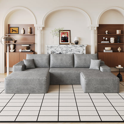 107 Cloud Sectional Sofa with 1 Ottoman in gray fabric by HouseOfZazla in modern living room on Tampa Home & Garden Store