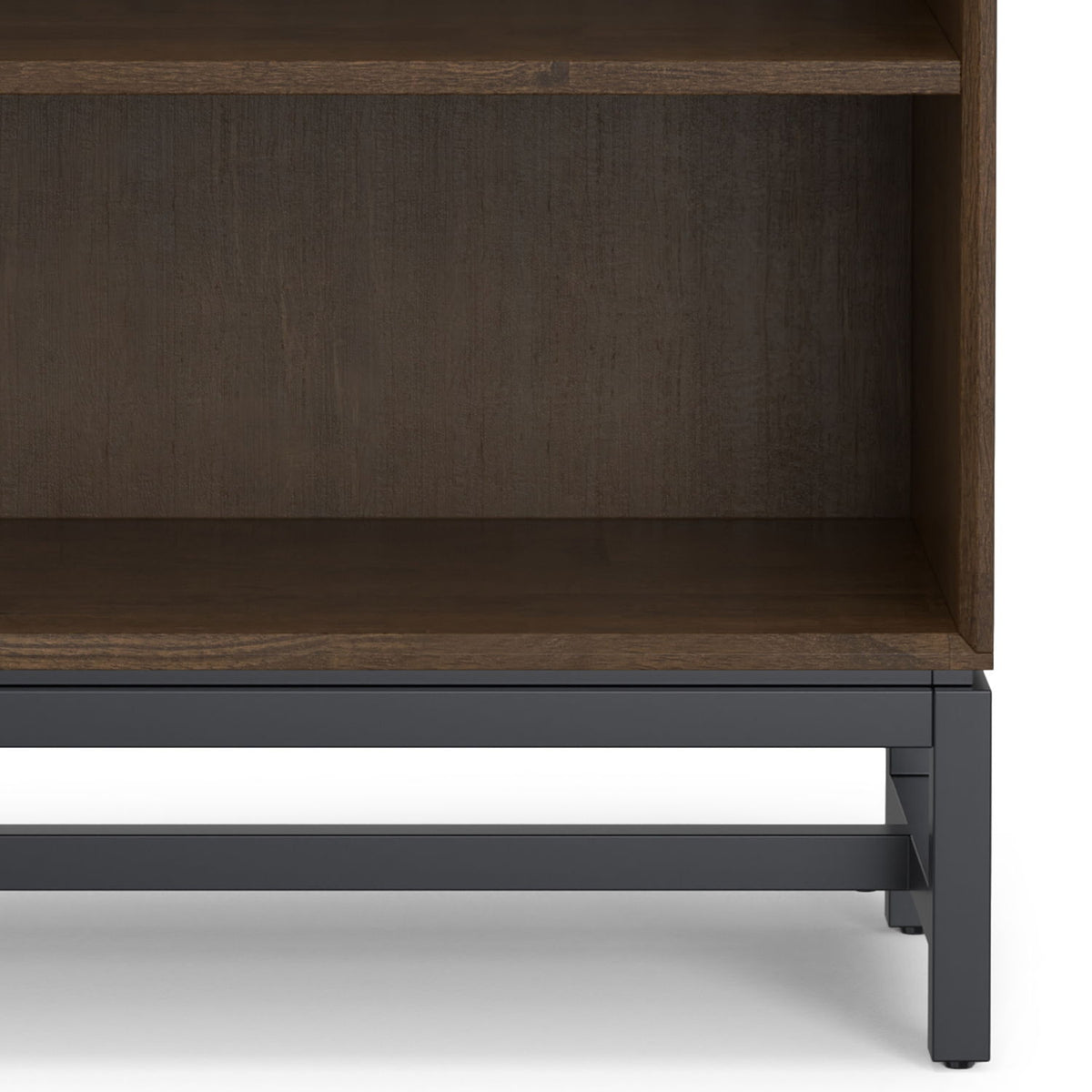 Handcrafted Mid Century Bookcase And Shelves dark wood interior gray metal frame HouseOfZazla on Tampa Home & Garden Store