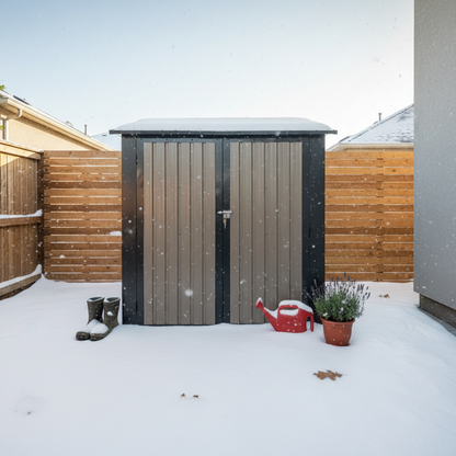 Outdoor Metal Storage Shed with Window and Rack