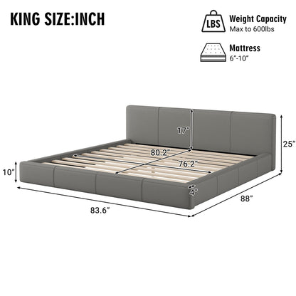 Stylish Upholstered Bed with Birch Wood Frame, gray headboard and slatted base by HouseOfZazla on Tampa Home & Garden Store