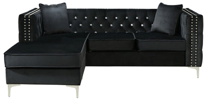 Paige Sofa Chaise and Elegant Tufted Steel Legs