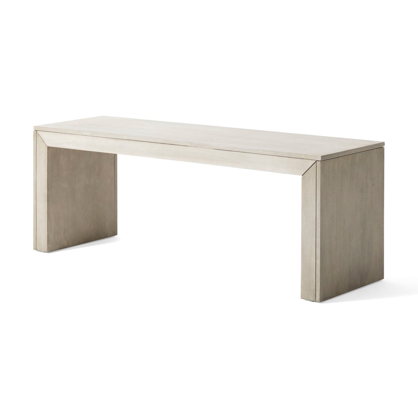 Acacia Wood Dining Bench, farmhouse style, light whitewashed finish by HouseOfZazla on Tampa Home & Garden Store