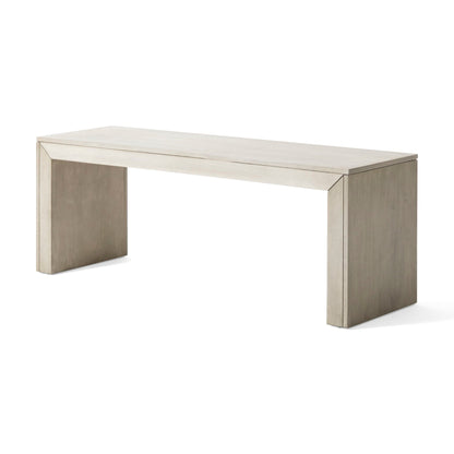 Acacia Wood Dining Bench, farmhouse style, light whitewashed finish by HouseOfZazla on Tampa Home & Garden Store