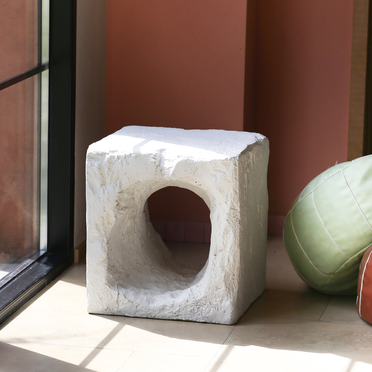 Lyra MGO outdoor side table white by HouseOfZazla with karst cave-inspired design on Tampa Home & Garden Store