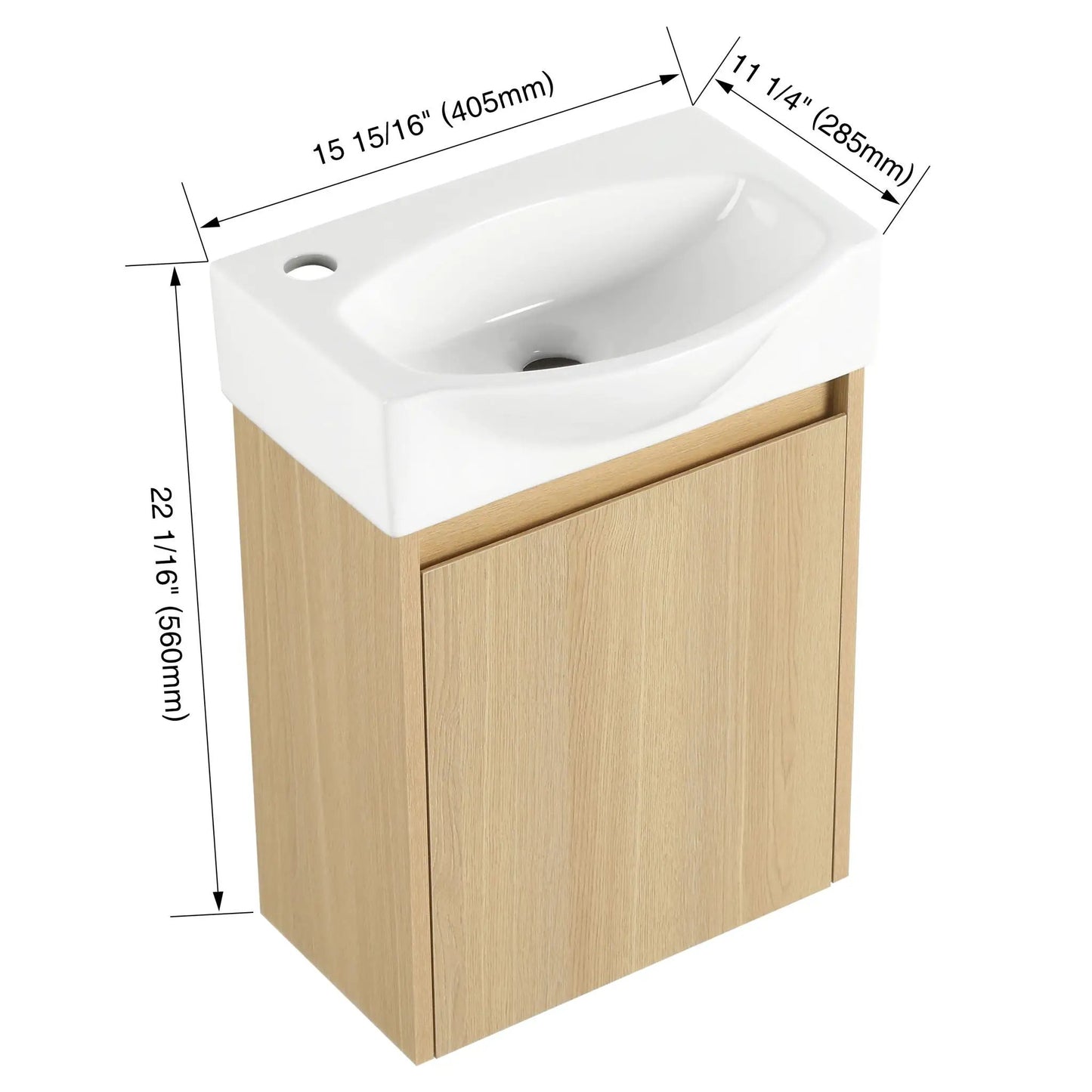 Modern Bathroom Vanity with Ceramic Basin Sink