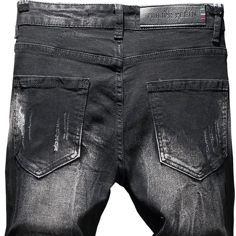 Mens Urban Slim Black Denim Jeans with graphic art FLIPSTYLEZLLC on Tampa Home & Garden Store