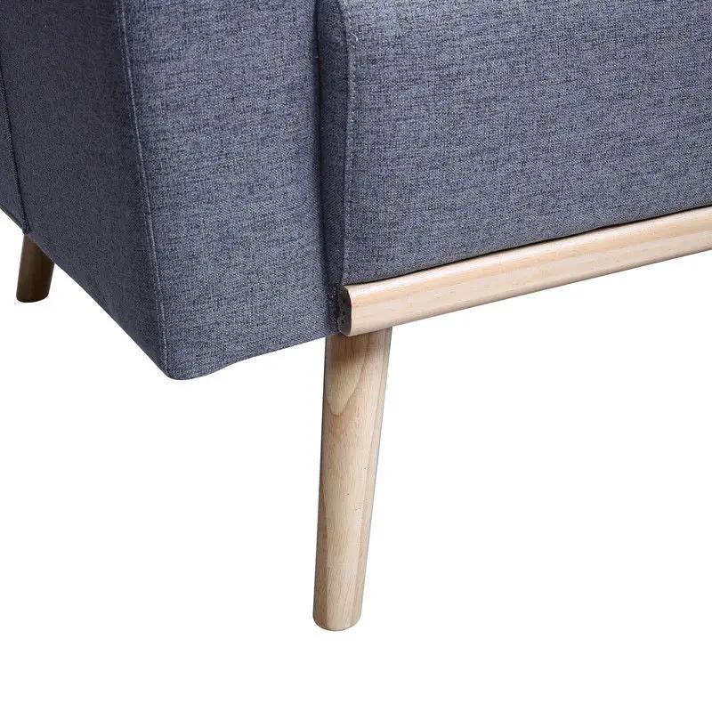 Easton fabric stationary sofa with blue-gray upholstery and light wood legs on Tampa Home & Garden Store
