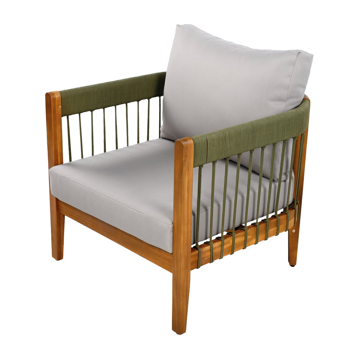 Set Of 2 Acacia Wood Club Chairs With Rope