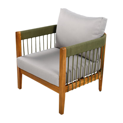 Set Of 2 Acacia Wood Club Chairs With Rope