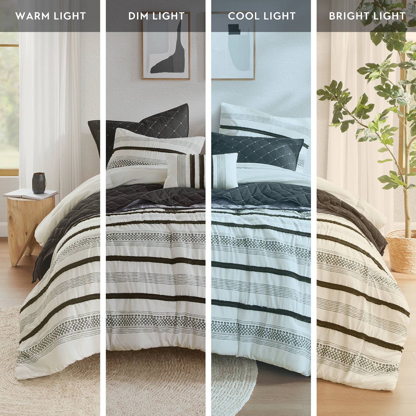 7 Stripe Comforter and Quilt Set King/Cal King by HouseOfZazla black and white striped quilt on Tampa Home & Garden Store