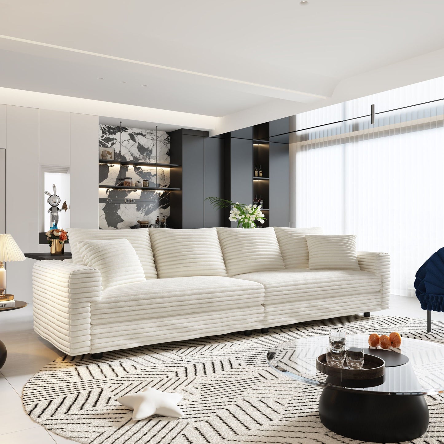 4 Seat Modern Comfy Upholstered Sofa Cloud Couch by HouseOfZazla in white fabric on Tampa Home & Garden Store