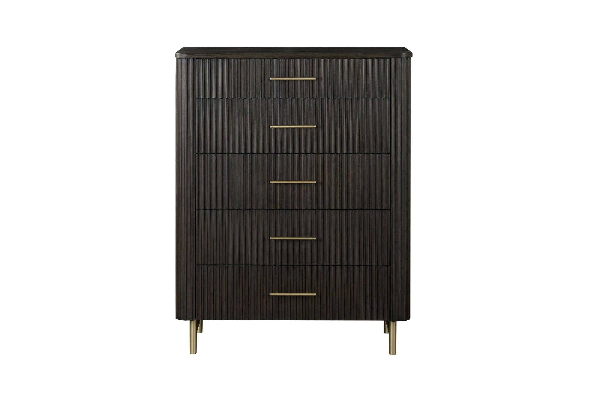 Clayten Chest Espresso accent chest with grooved front and brass handles by HouseOfZazla on Tampa Home & Garden Store