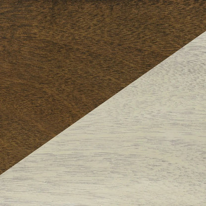 Accent End Table in dark brown walnut and light beige oak tones with curved seam on Tampa Home & Garden Store