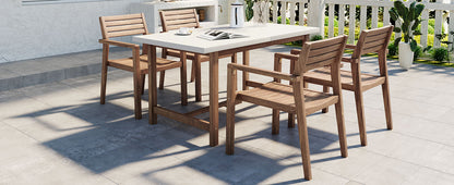 Five Piece Outdoor Acacia Wood Set and a Bench