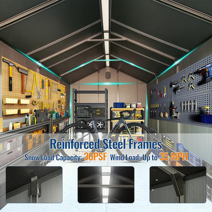 8x16ft Resin Outdoor Storage Shed and Carpet