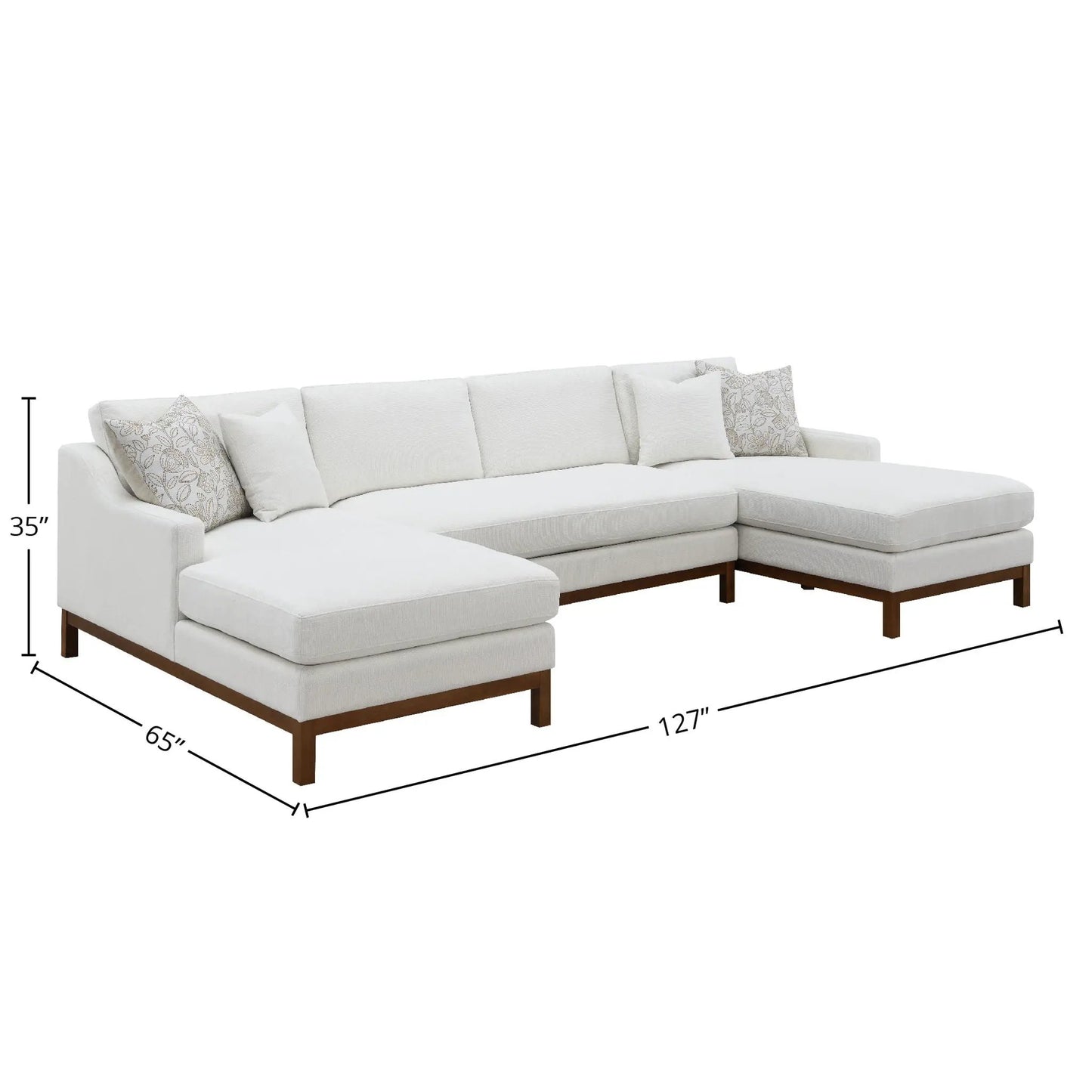 Valiant ivory chenille sectional sofa with 4 decorative pillows on Tampa Home & Garden Store