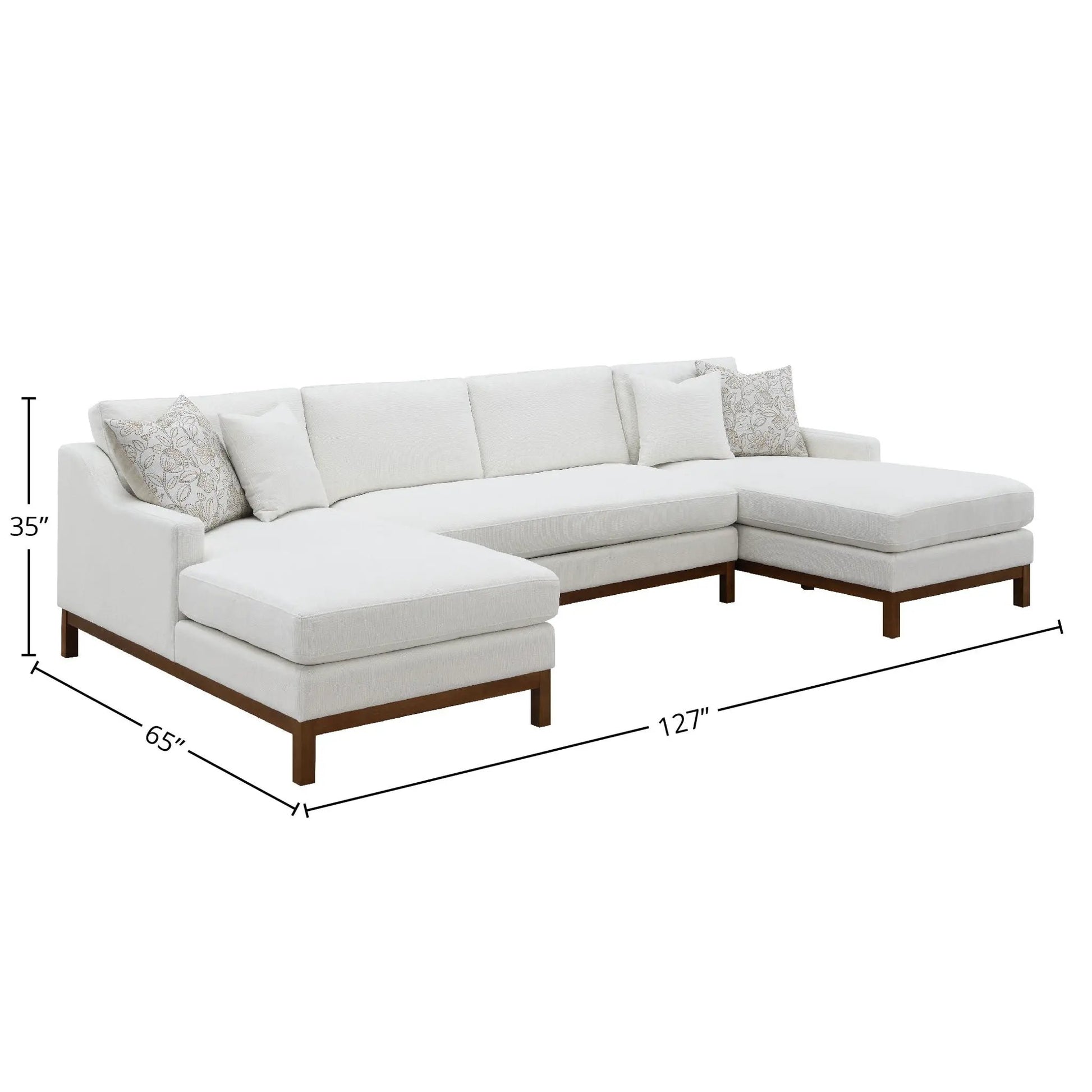 Valiant ivory chenille sectional sofa with 4 decorative pillows on Tampa Home & Garden Store