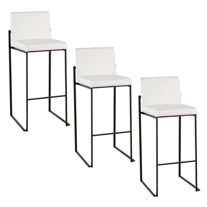 High-back barstool set in white upholstery with black metal frames; 3-piece by HouseOfZazla on Tampa Home & Garden Store