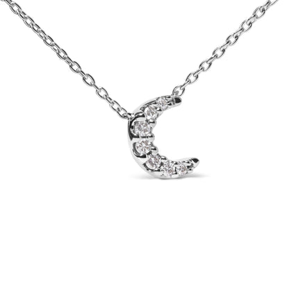 10K white gold crescent moon pendant necklace with diamond accents on 18-inch chain on Tampa Home & Garden Store