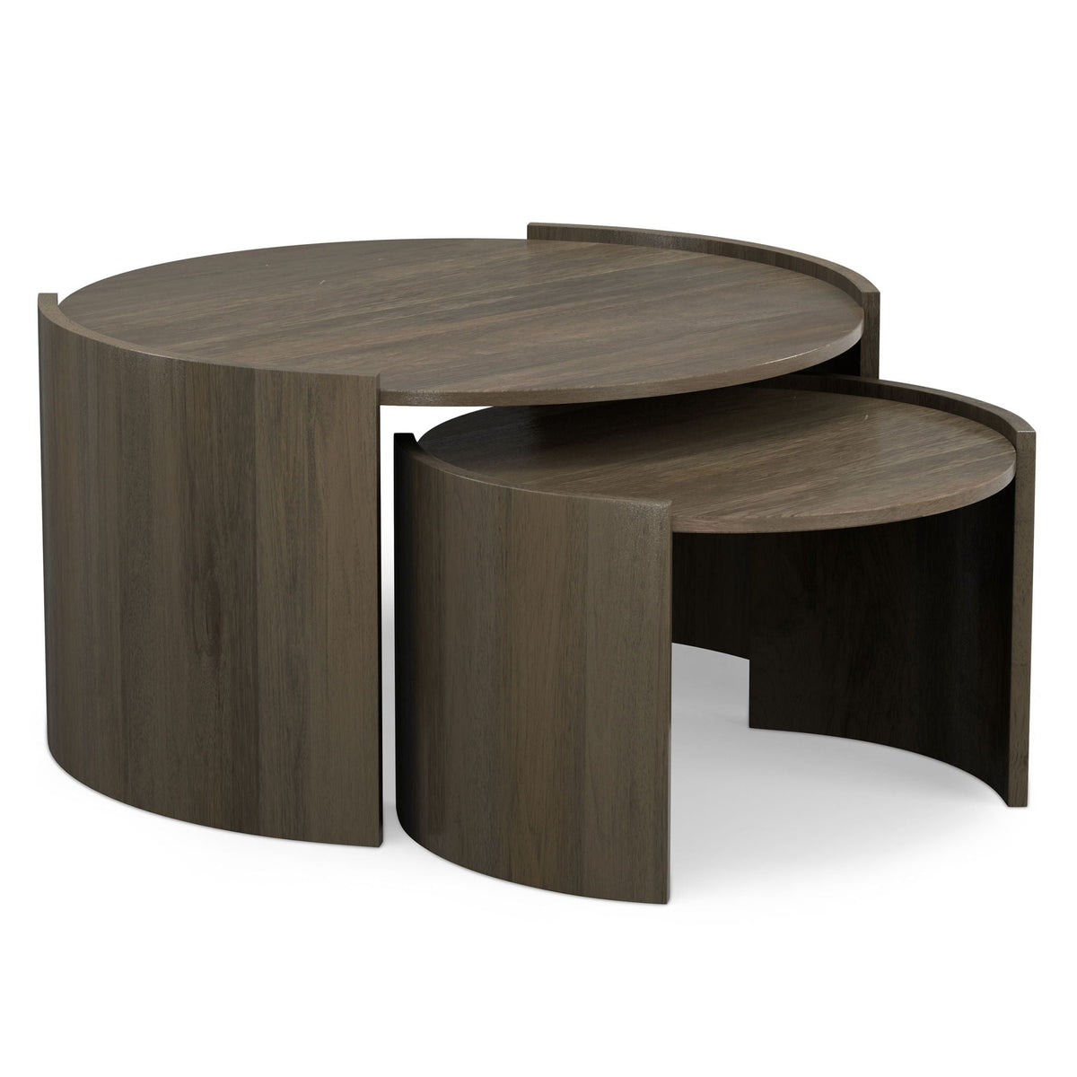 Gray mango wood nesting tables, 2-piece set with round tops on Tampa Home & Garden Store