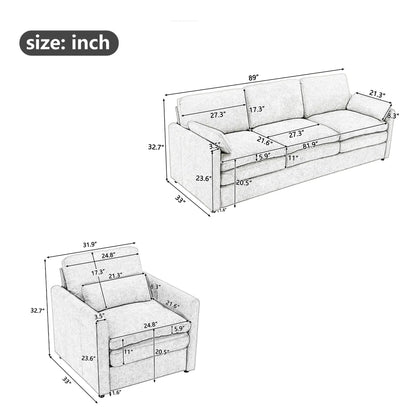 Cloud sofa set, 3-piece living room set in gray fabric by Unique Piece Furniture on Tampa Home & Garden Store