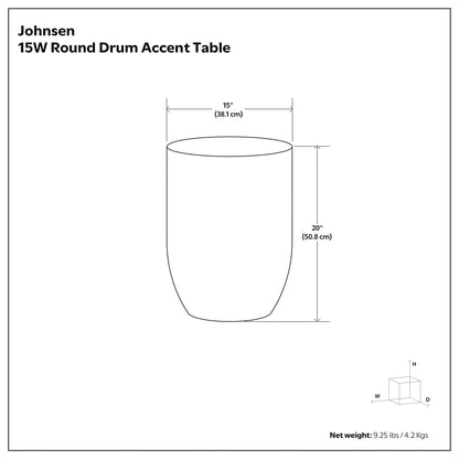 Johnsen handcrafted round metal drum accent table, 15 in, 20 in high, Unique Piece Furniture on Tampa Home & Garden Store
