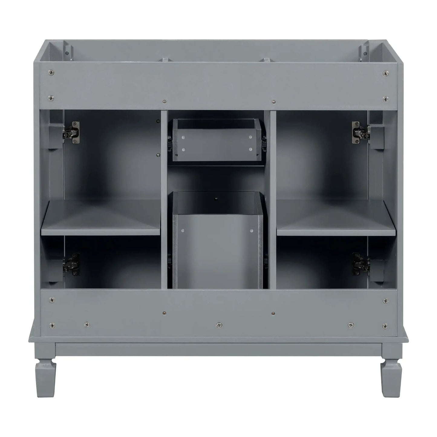 Bathroom vanity cabinet with 2 soft closing doors and 2 drawers, gray metal on Tampa Home & Garden Store