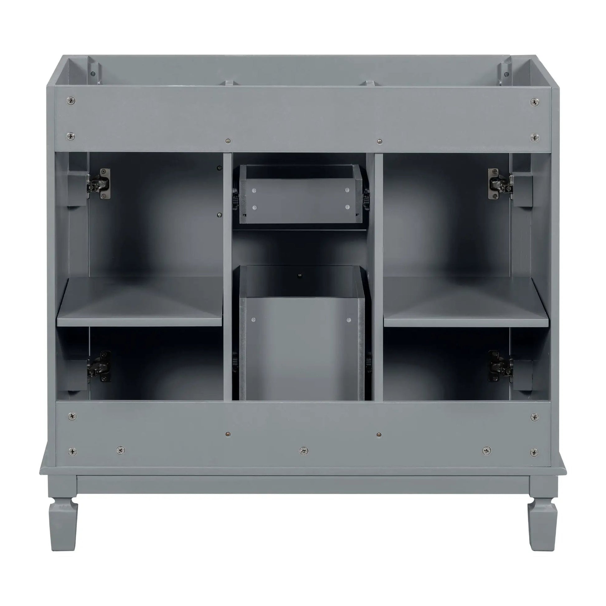 Bathroom vanity cabinet with 2 soft closing doors and 2 drawers, gray metal on Tampa Home & Garden Store