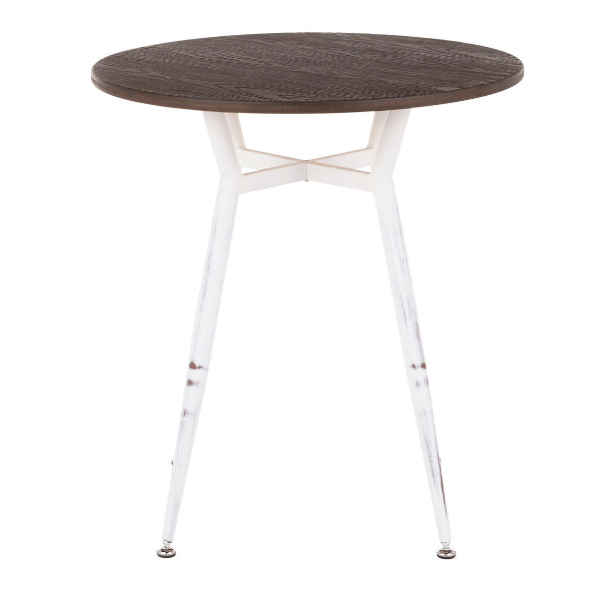 Industrial round dinette table by HouseOfZazla with dark brown wood top and white metal legs on Tampa Home & Garden Store