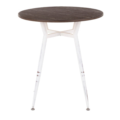 Industrial round dinette table by HouseOfZazla with dark brown wood top and white metal legs on Tampa Home & Garden Store