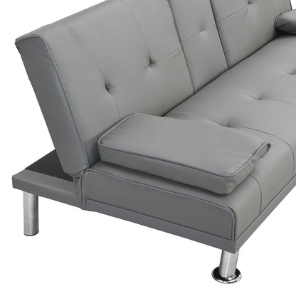 Modern Sofa Bed with Armrest and Wood Frame