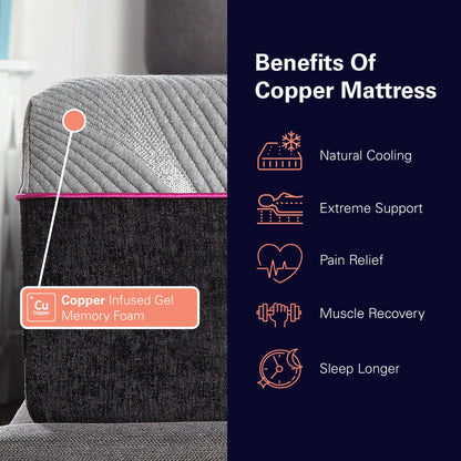 Latex foam mattress 11in Renew Cooling Fast Responding with grey textured cover and pink edge on Tampa Home & Garden Store