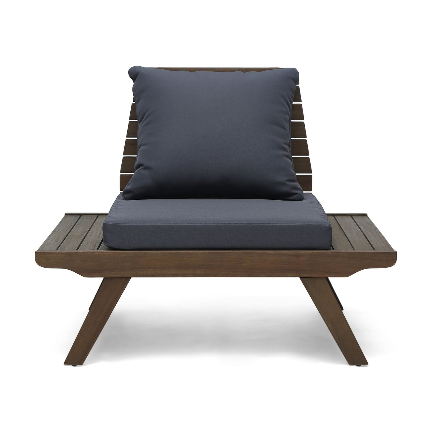 Sedona Outdoor Club Chair Armless with slatted frame and navy cushions by HouseOfZazla on Tampa Home & Garden Store