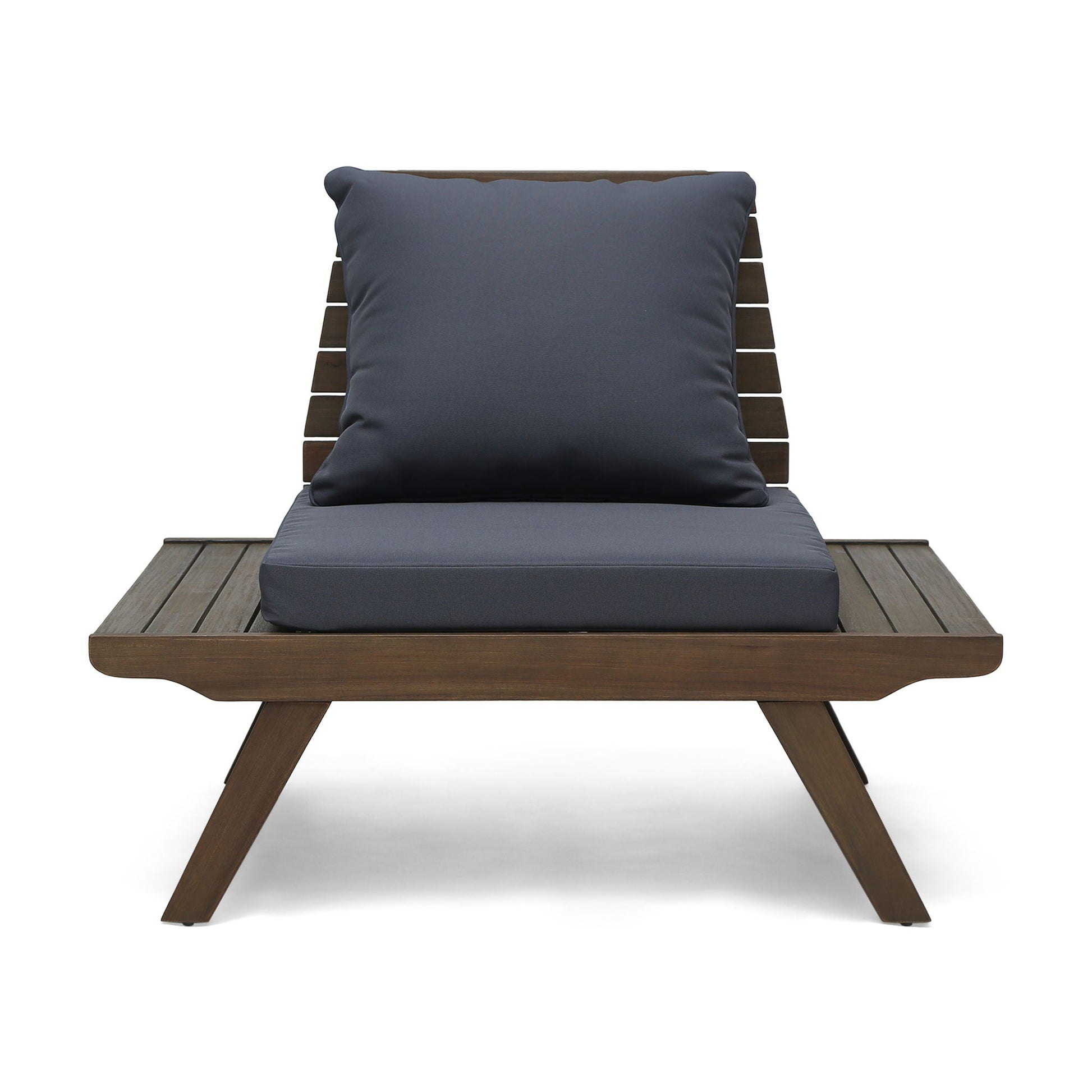 Sedona Outdoor Club Chair Armless with slatted frame and navy cushions by HouseOfZazla on Tampa Home & Garden Store