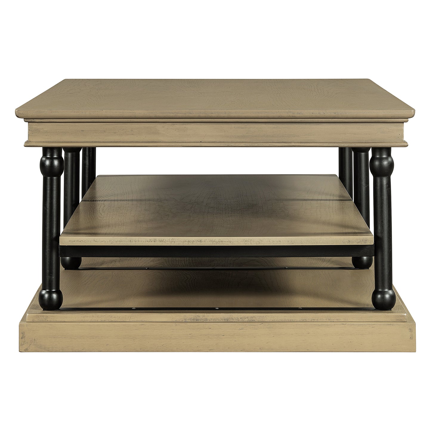 55.1' Wood Coffee Table with Black Legs and Open Storage Shelves HouseOfZazla on Tampa Home & Garden Store