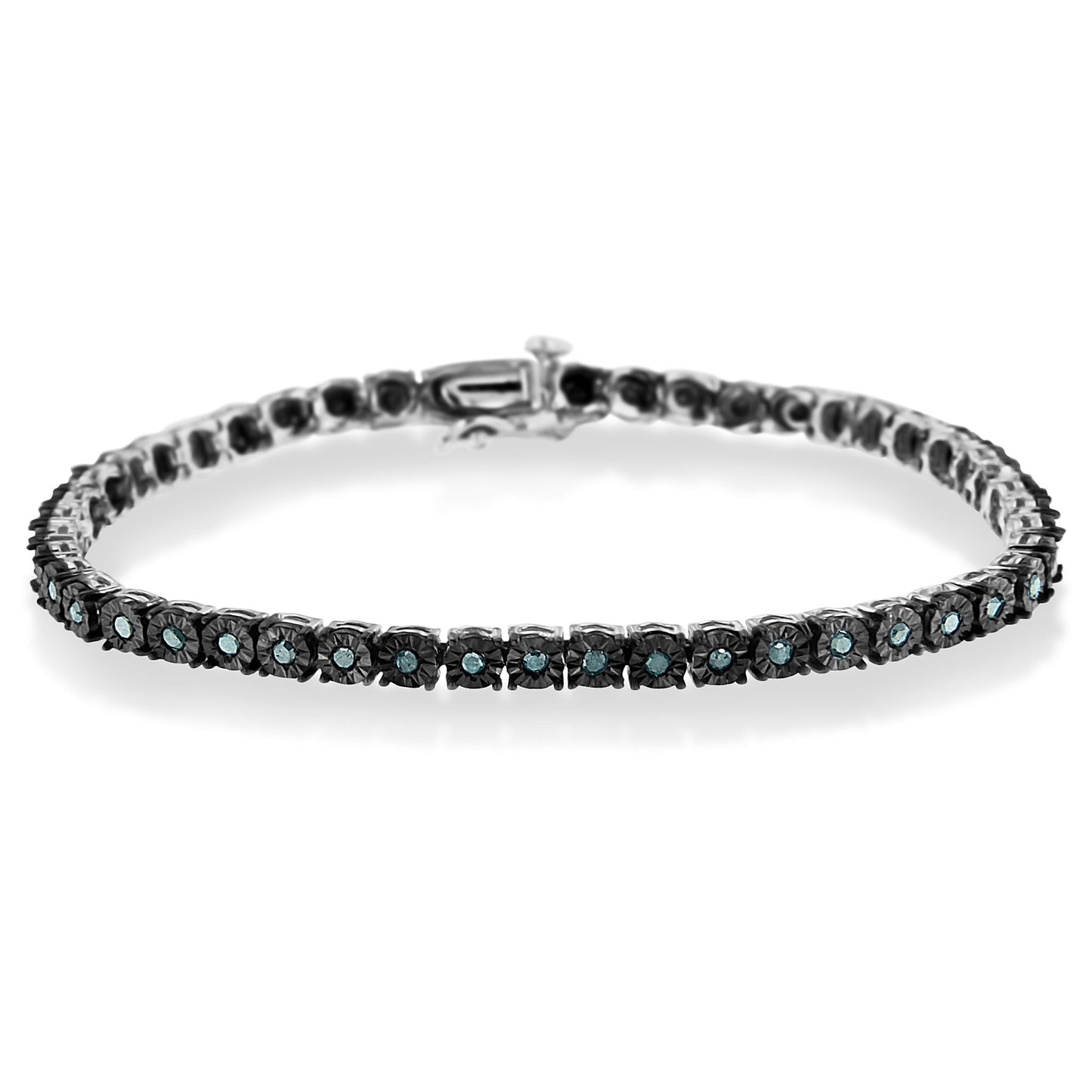 Black rhodium plated .925 silver tennis bracelet with blue accent stones, 7-inch length on Tampa Home & Garden Store