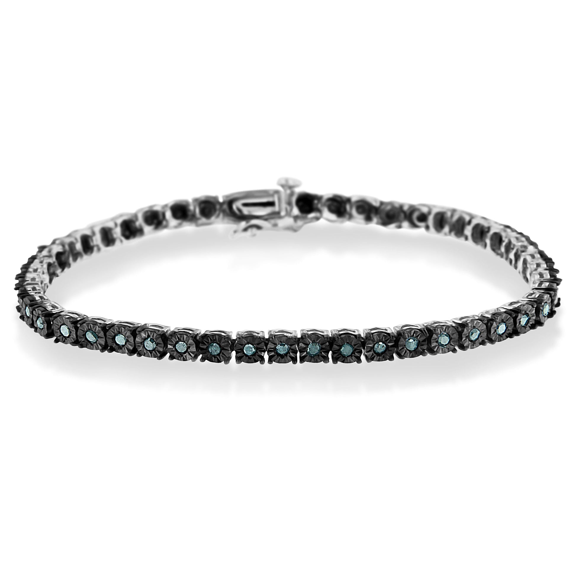 Black rhodium plated .925 silver tennis bracelet with blue accent stones, 7-inch length on Tampa Home & Garden Store