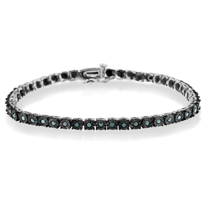 Black rhodium plated .925 silver tennis bracelet with blue accent stones, 7-inch length on Tampa Home & Garden Store
