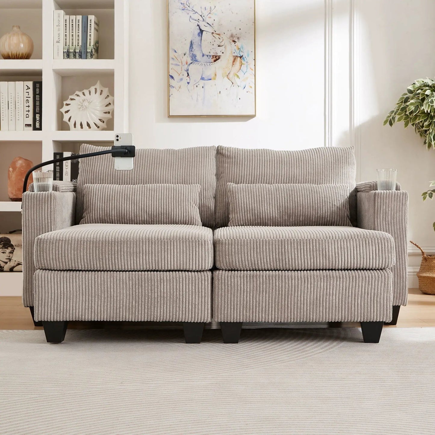 Convertible Chaise Lounge Chair With USB Ports