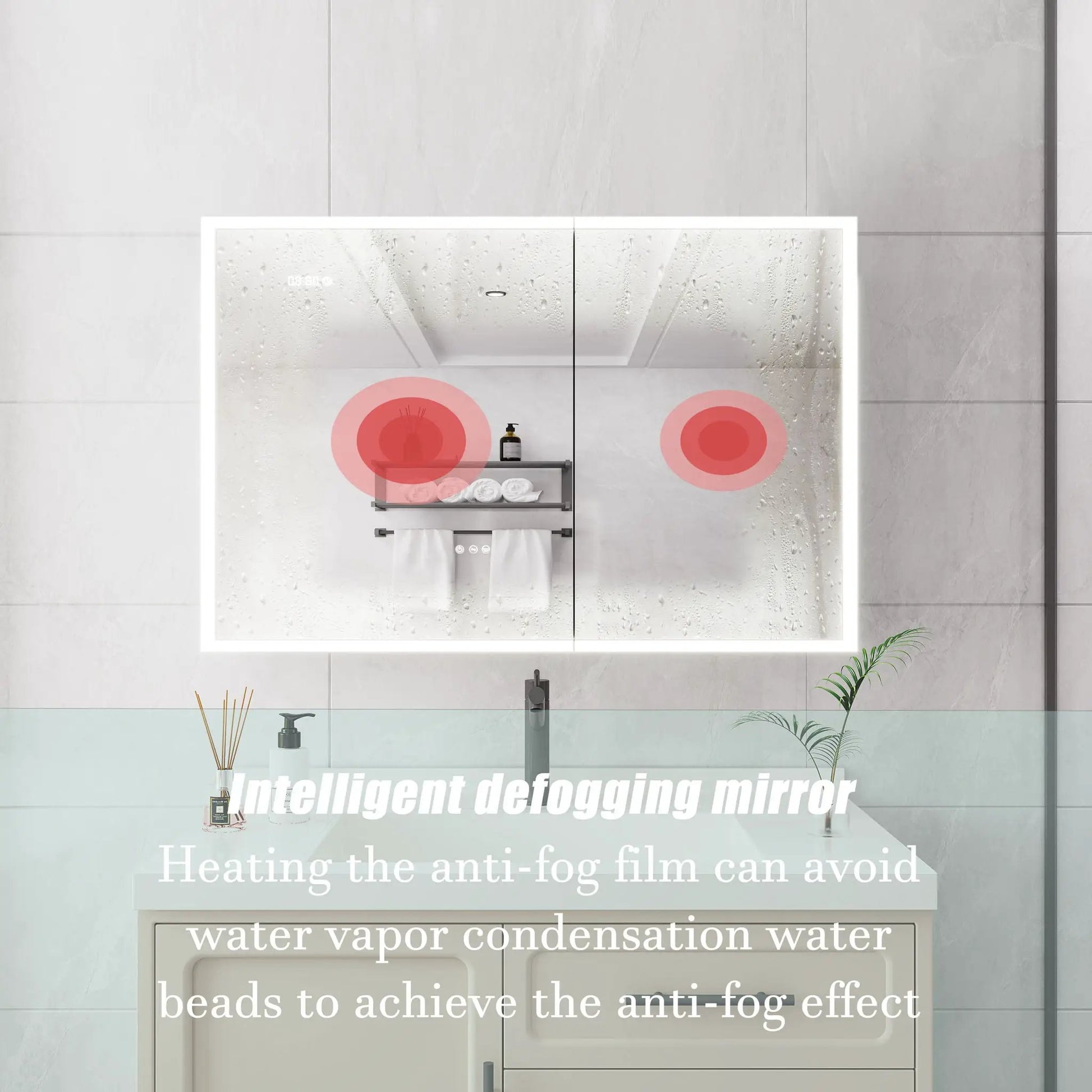 LED lighted bathroom medicine cabinet with defogger; wall-mounted mirrored cabinet on Tampa Home & Garden Store