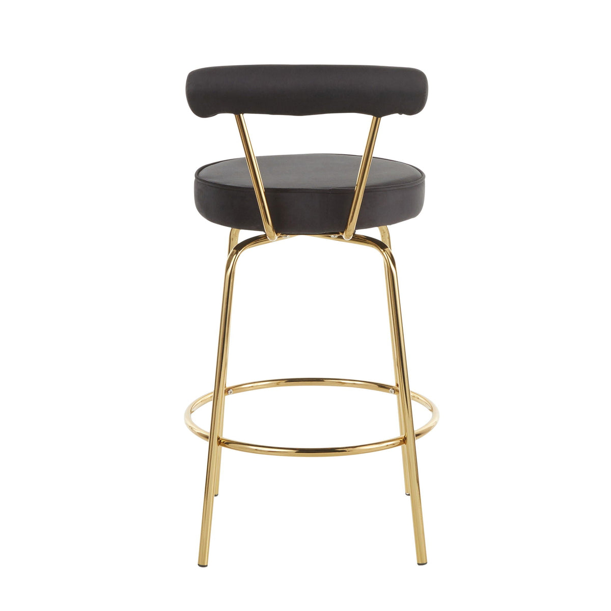 Glam Counter Stool with Swivel Seat, black upholstery and gold metal legs, set of 2 on Tampa Home & Garden Store